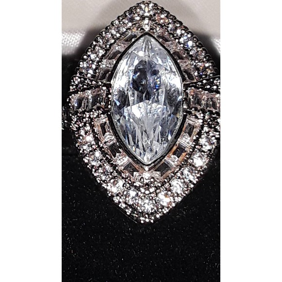 Double Halo Marquise Cut Sz 8 Ring s925 Silver Aquamarine Diamond - Picture 2 of 6